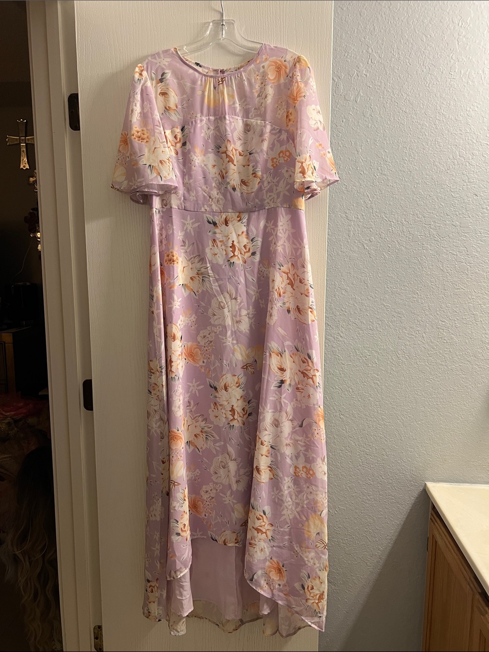 JJs House Lilac Floral Dress with Coral Logo Detail